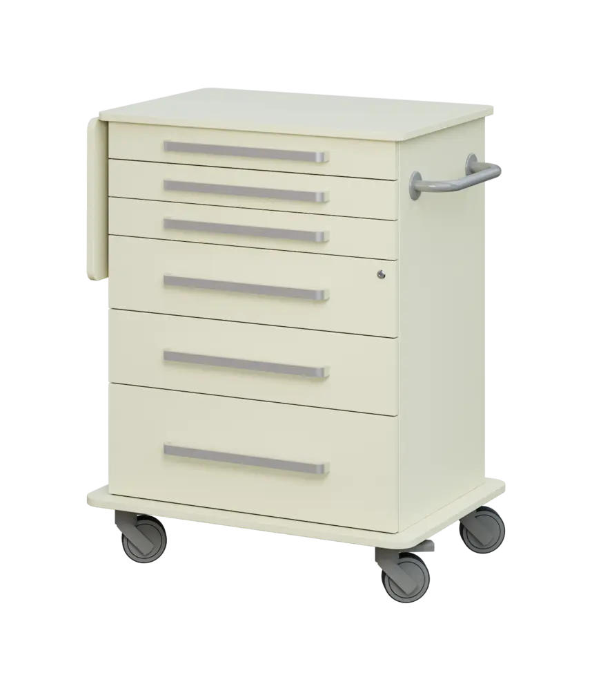 DEXTER 06 vozík asistenční, korpus a desky smetanová / zásuvky smetanová